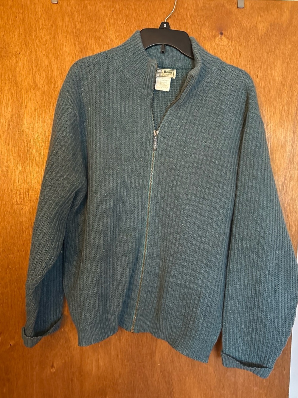 Vintage L.L. Bean women Full-Zip Ribbed Sweater - bleu made in USA